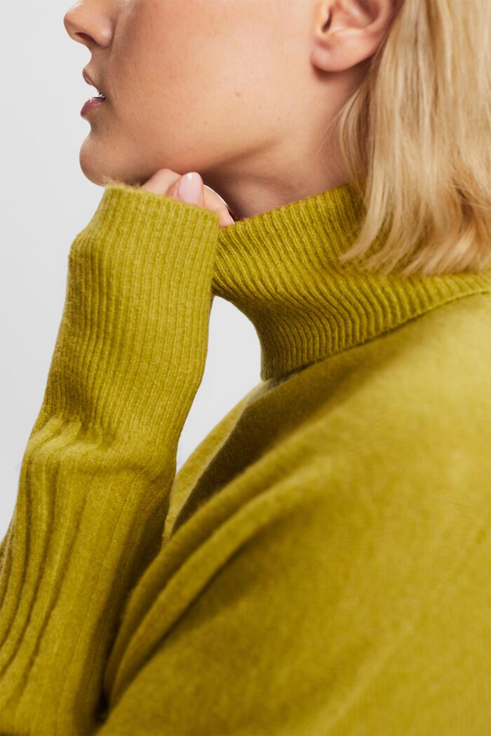 Wool Blend Turtleneck Sweater, PISTACHIO GREEN, detail image number 3