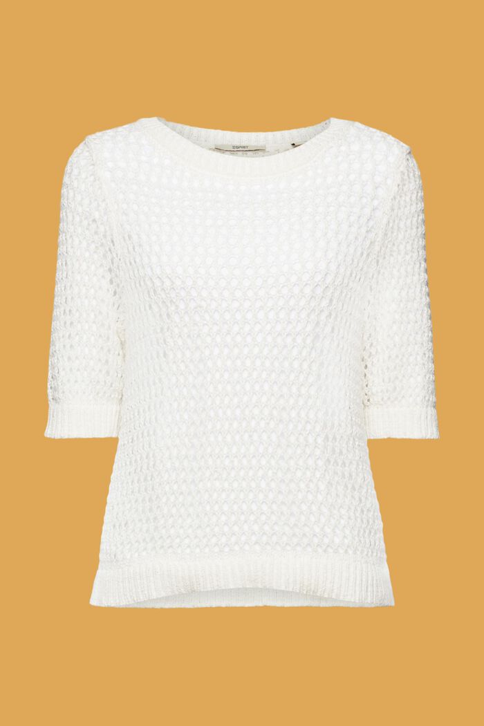 Open mesh knit jumper, OFF WHITE, detail image number 6