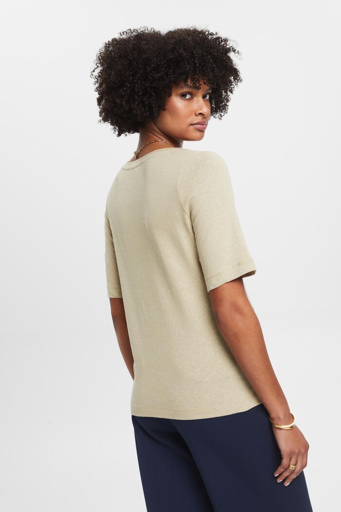 Linen blend t-shirt, DUSTY GREEN, detail image number 3