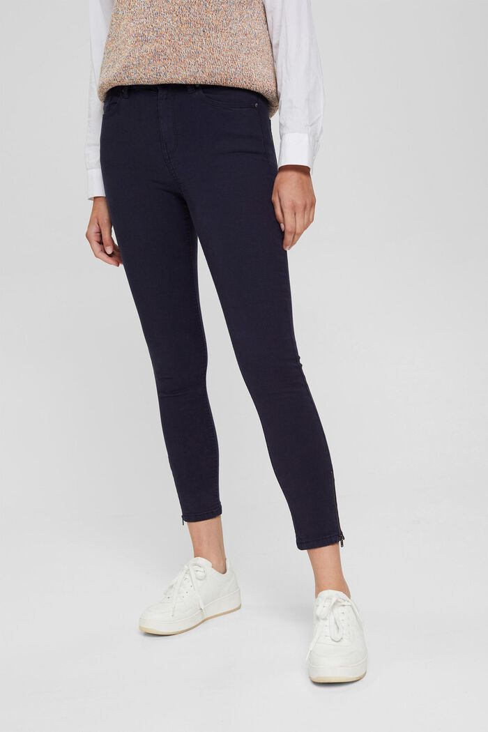 Ankle-length trousers with hem zips, NAVY, detail image number 0