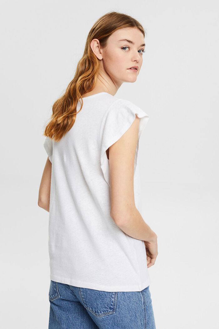 Linen blend: printed T-shirt, WHITE, detail image number 3