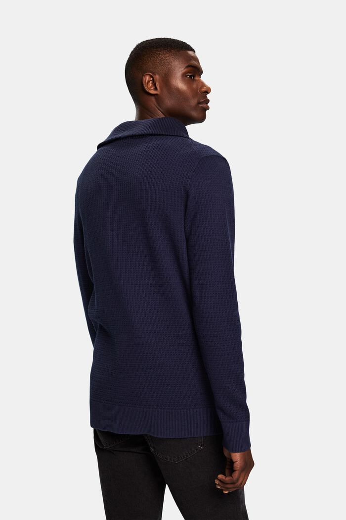 Structured Cotton Troyer Sweater, NAVY, detail image number 2