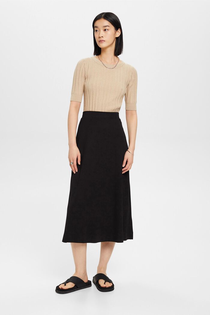 Asymmetric midi skirt, BLACK, detail image number 4