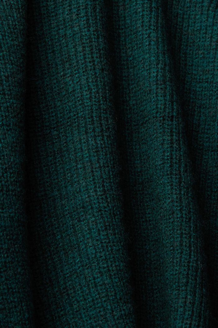 Knitted half-zip jumper with wool, TEAL GREEN, detail image number 5