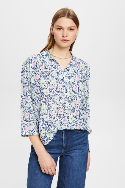Cotton blouse with floral print
