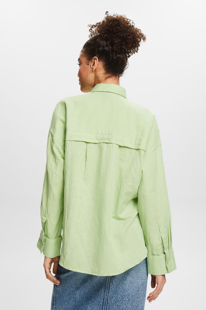 Cotton-Linen Shirt Blouse, LIGHT GREEN, detail image number 2