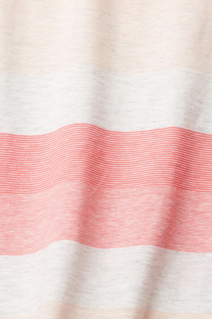Striped T-shirt made of stretch cotton, CORAL RED, detail image number 4