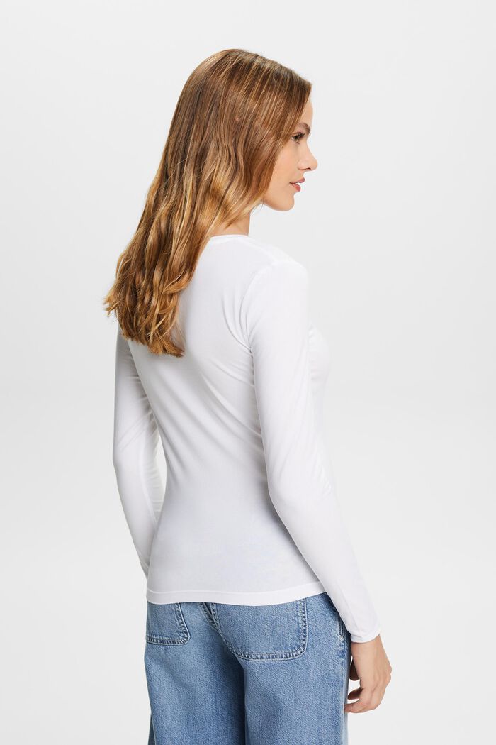 Scoop Neck Long-Sleeve T-Shirt, WHITE, detail image number 3