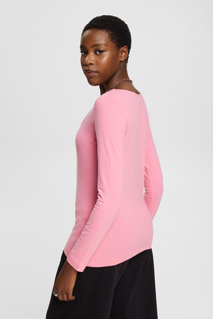 Long-sleeved top with asymmetric neckline, PINK, detail image number 3