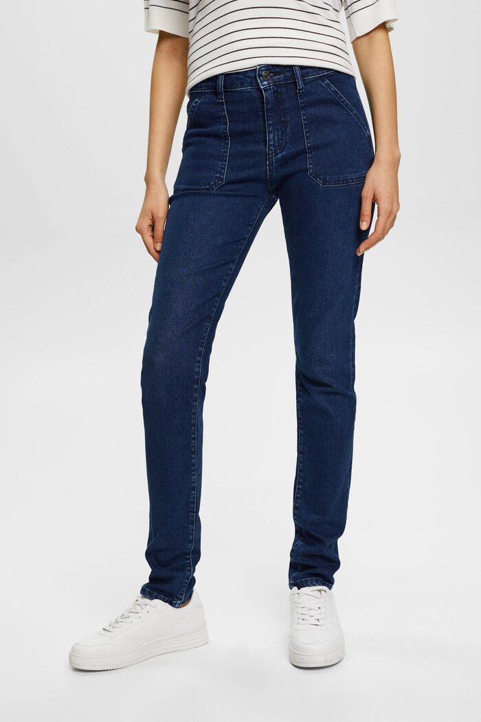 Mid-rise slim fit jeans, BLUE DARK WASHED, detail image number 0