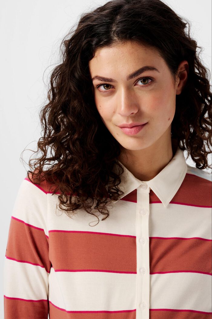 Striped Nursing Polo T-Shirt, OFF WHITE, detail image number 1
