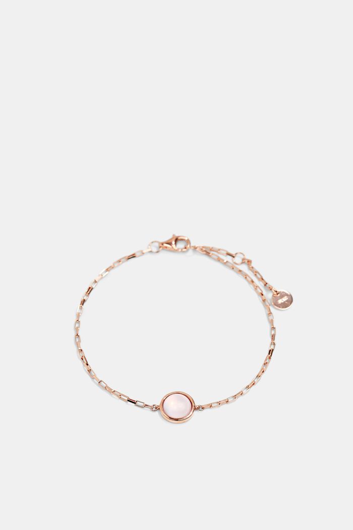 Bracelet with zirconia charm, sterling silver, ROSEGOLD, detail image number 0