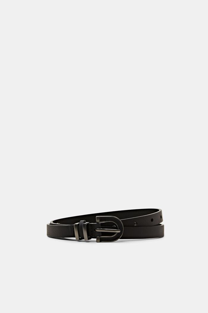 Slim Leather Belt, BLACK, detail image number 0