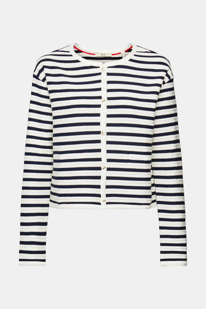 Striped cardigan, NAVY, overview