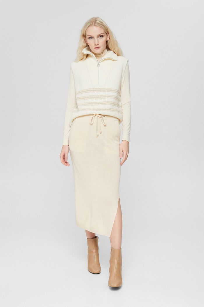 Wool/cashmere blend: knitted midi skirt, ICE, detail image number 5