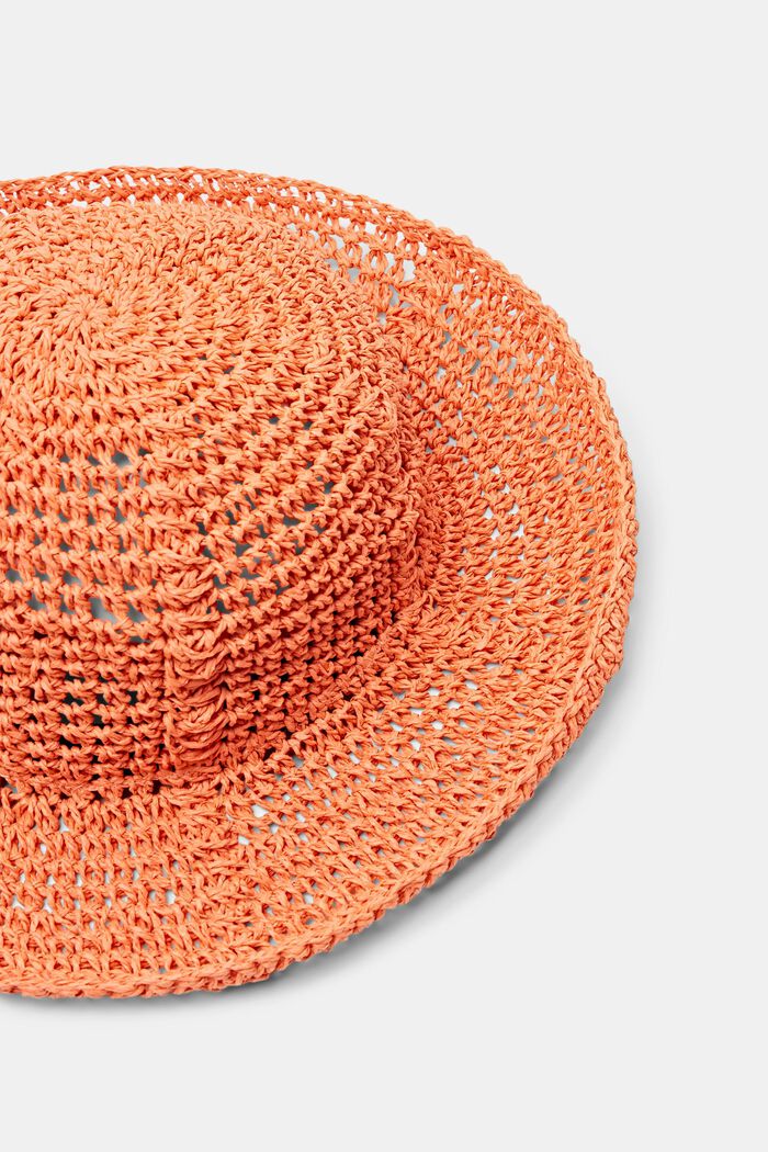 Crochet Straw Hat, ORANGE, detail image number 1