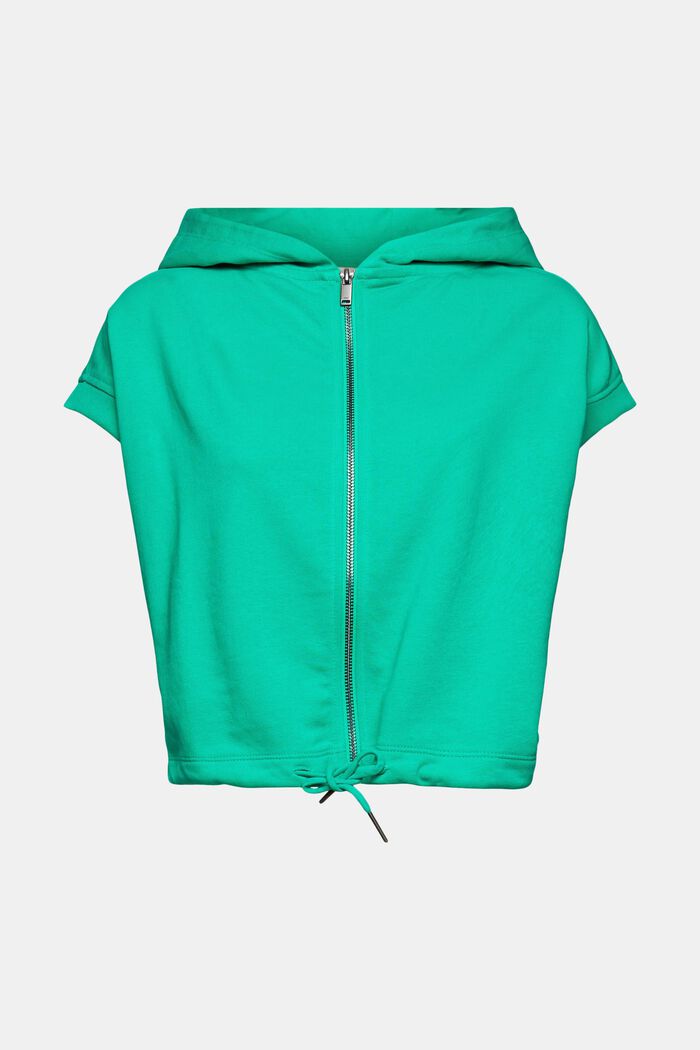 Made of recycled material: short sleeve zip-through hoodie