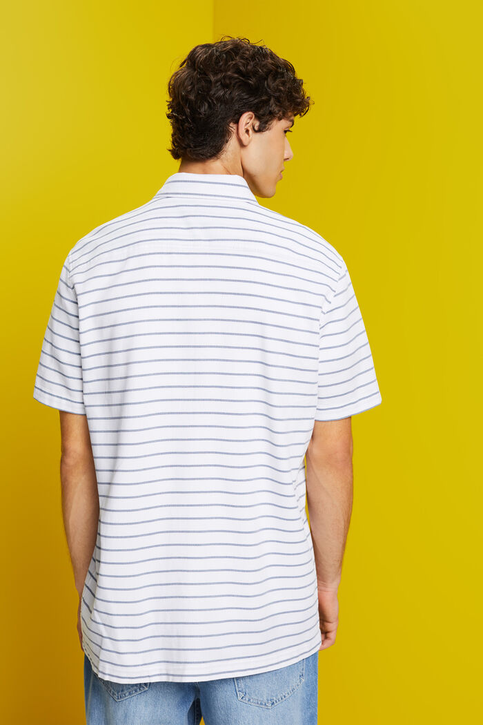 Striped waffle piqué shirt, 100% cotton, WHITE, detail image number 3