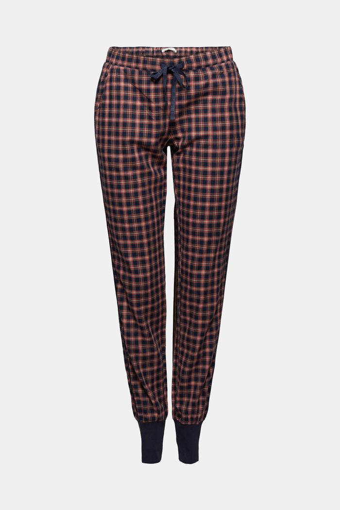 Pyjama bottoms with a check pattern, organic cotton, NAVY, overview