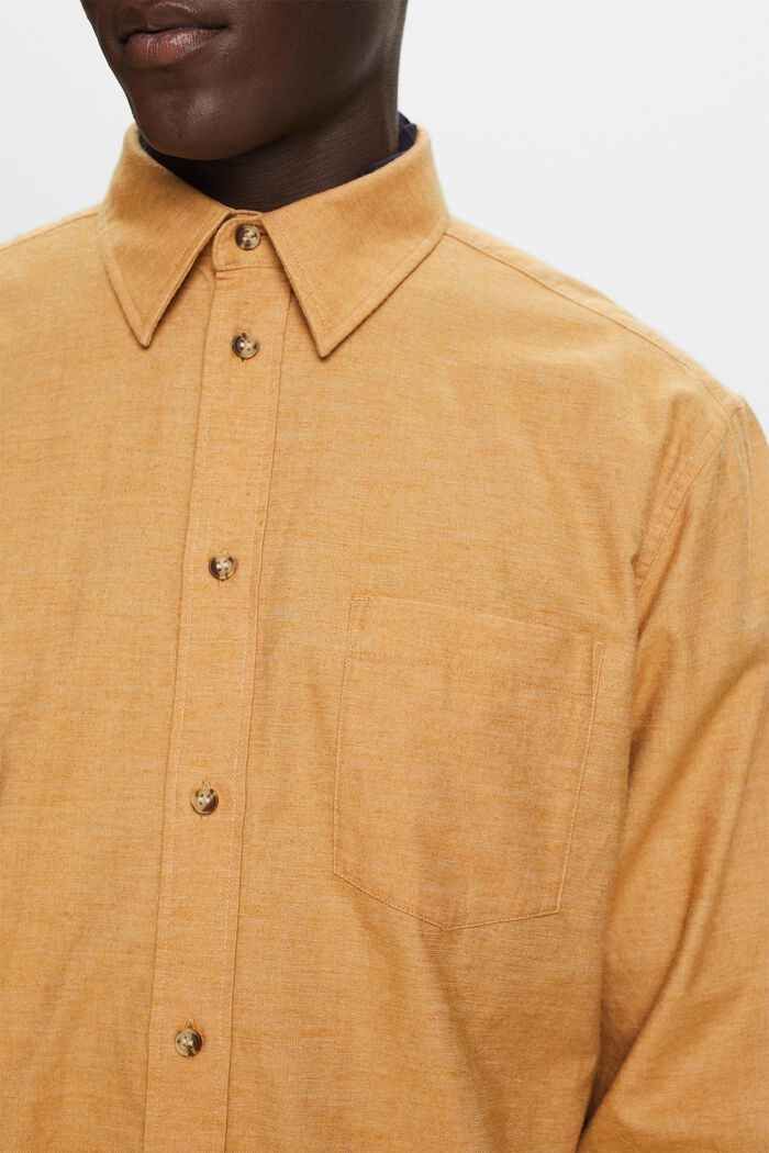 Mottled shirt, 100% cotton, CAMEL, detail image number 2