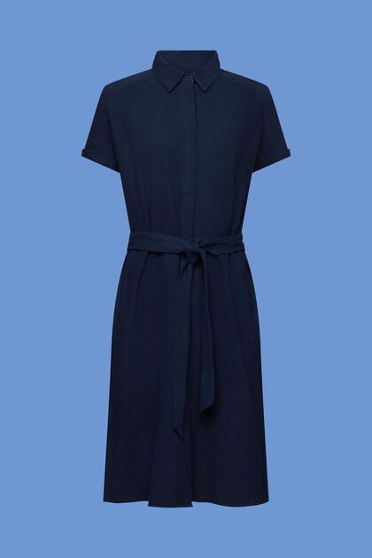 Casual shirt dress with a tie belt, 100% cotton