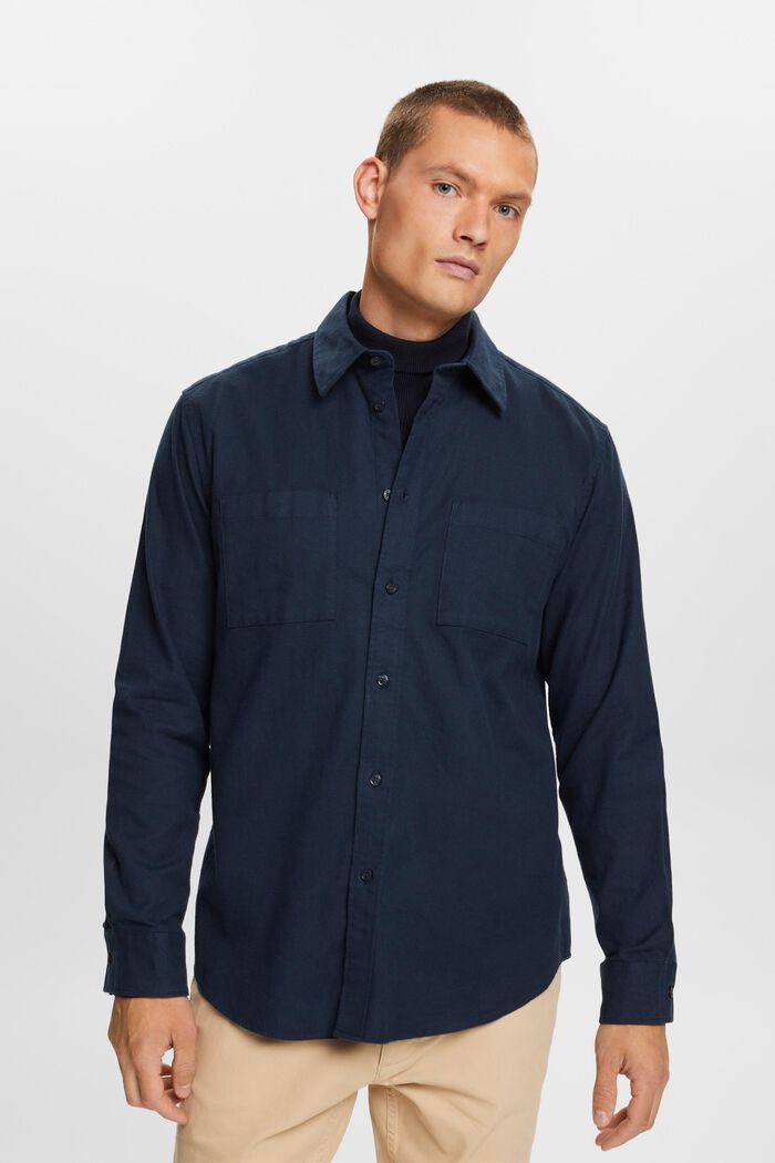 Cotton Flannel Shirt, PETROL BLUE, detail image number 2