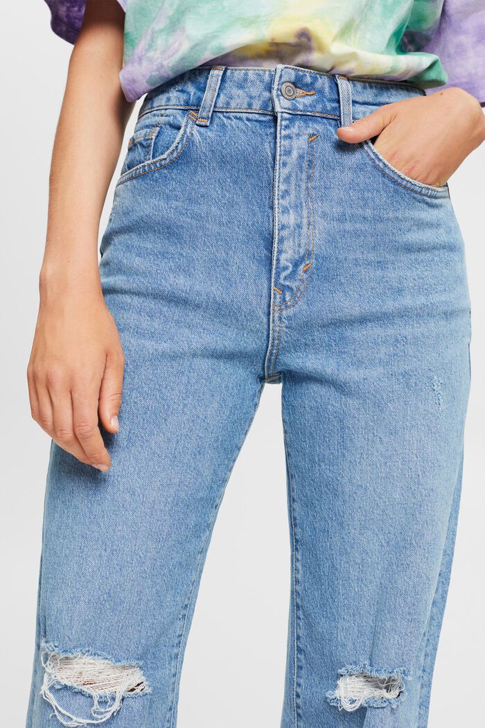 Wide-leg jeans with distressed effects, BLUE MEDIUM WASHED, detail image number 2