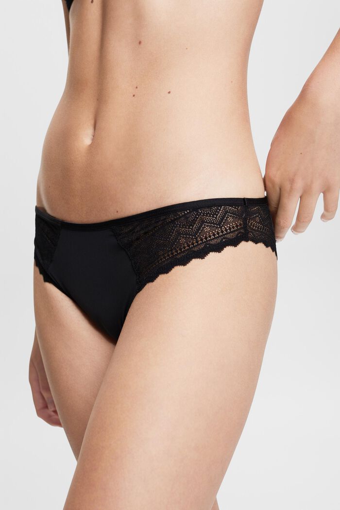 Graphic Lace Brazilian Hipster Briefs, BLACK, detail image number 2