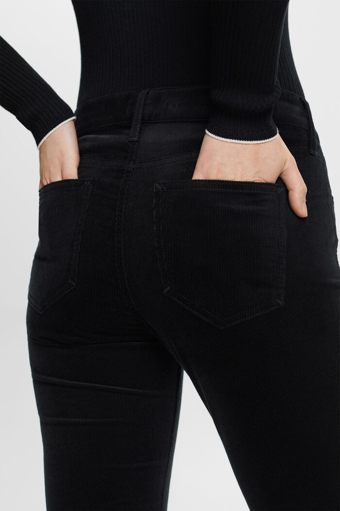Mid-Rise Slim Corduroy Trousers, BLACK, detail image number 4