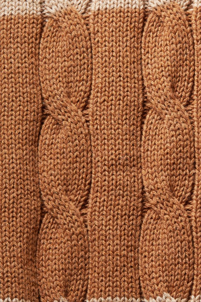 Striped Dolphin Logo Cable Knit Sweater, SAND, detail image number 7