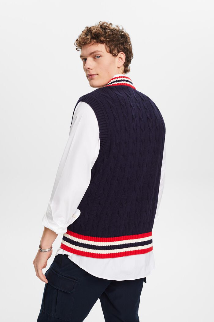 Cable-Knit Sweater Vest, NAVY, detail image number 3