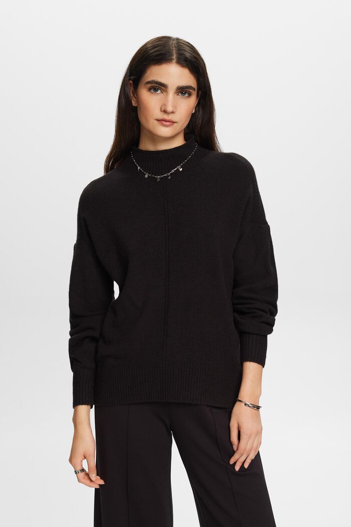 Mockneck Sweater, BLACK, detail image number 0