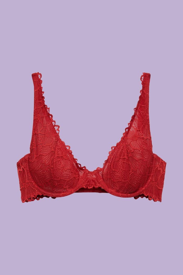 Underwire Lace Bra, RED, detail image number 4