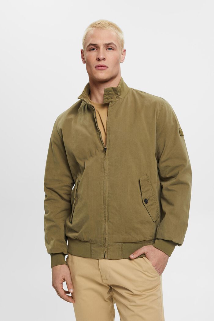 Bomber jacket with stand-up collar, LIGHT KHAKI, detail image number 0