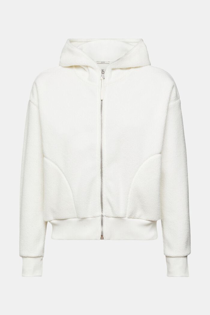 Teddy borg fleece zip hoodie jacket, OFF WHITE, overview