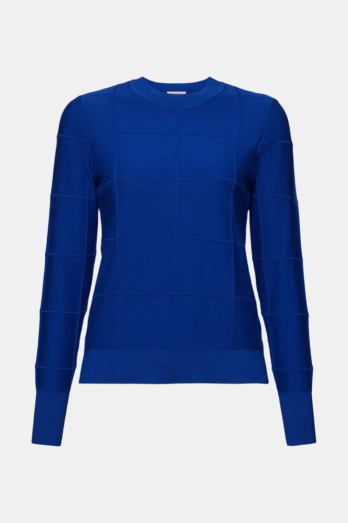 Textured Tonal Grid Sweater, BRIGHT BLUE, detail image number 6