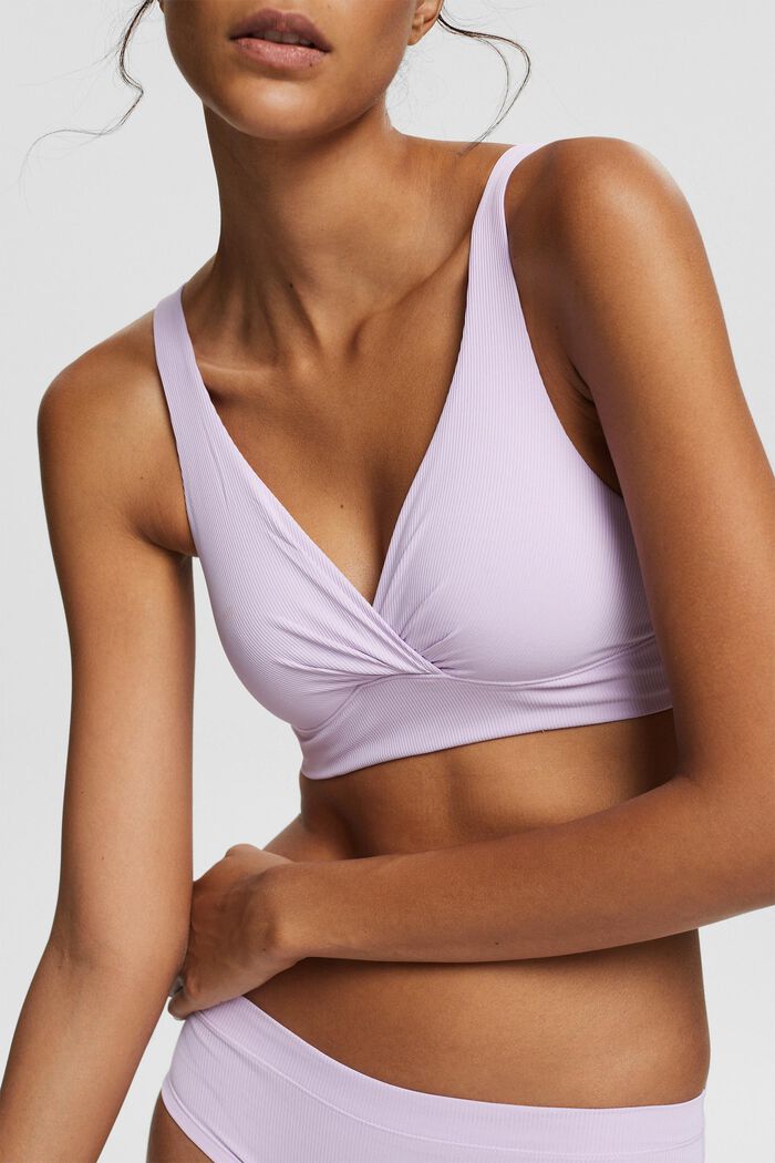 Made of recycled material: non-wired, ribbed-effect bra