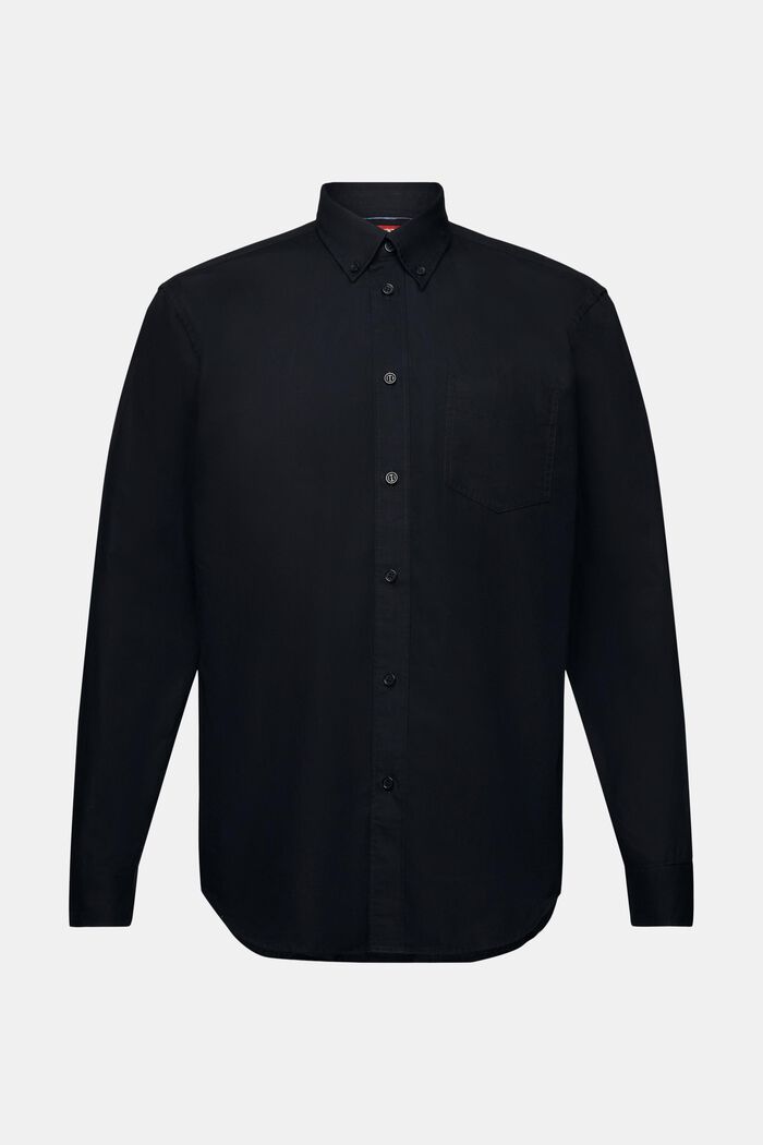 Poplin button-down shirt, 100% cotton, BLACK, detail image number 6