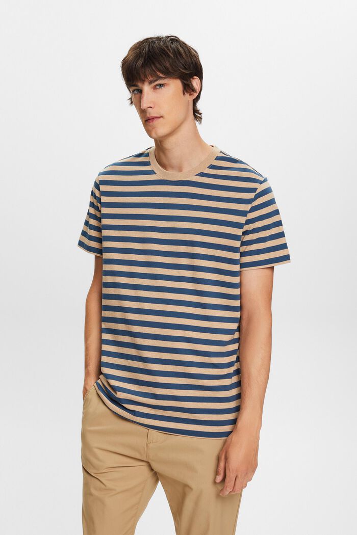 Striped Cotton Jersey T-Shirt, SAND, detail image number 0