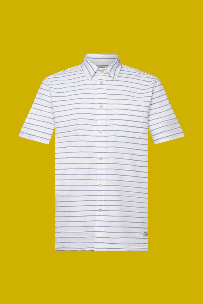 Striped waffle piqué shirt, 100% cotton, WHITE, detail image number 5