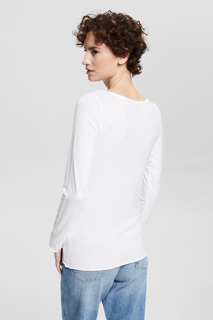 Long sleeve top made of blended organic cotton, NEW WHITE, detail image number 3