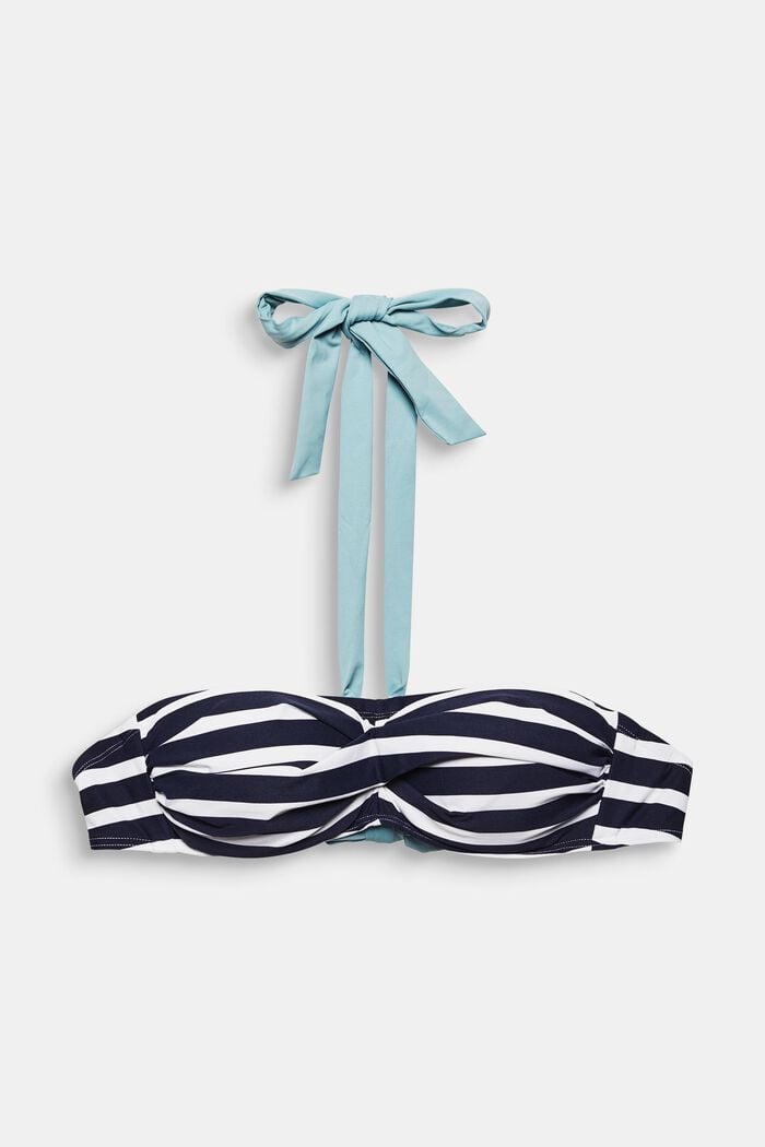 Recycled: striped bandeau top, NAVY, overview