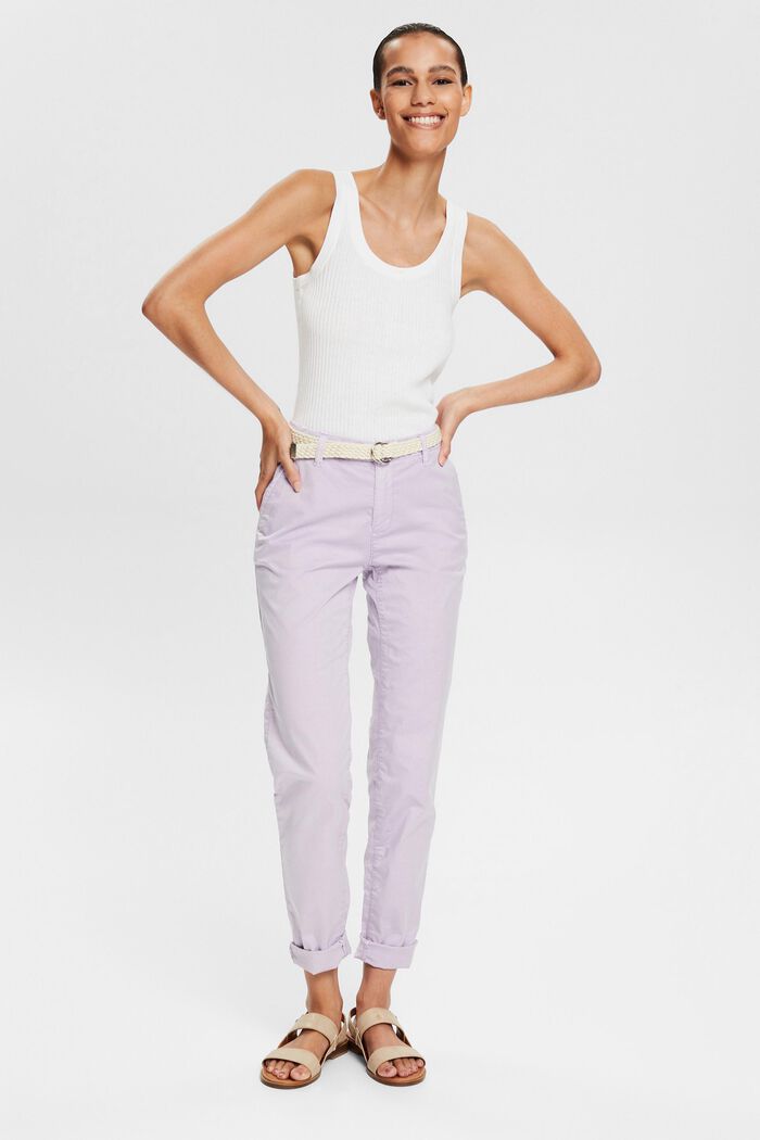 Chinos with a braided belt, LILAC, detail image number 5