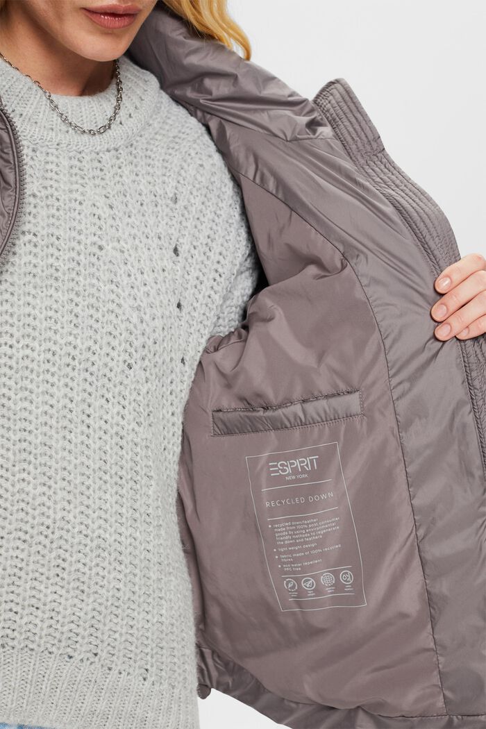 Recycled: quilted puffer jacket, BROWN GREY, detail image number 2