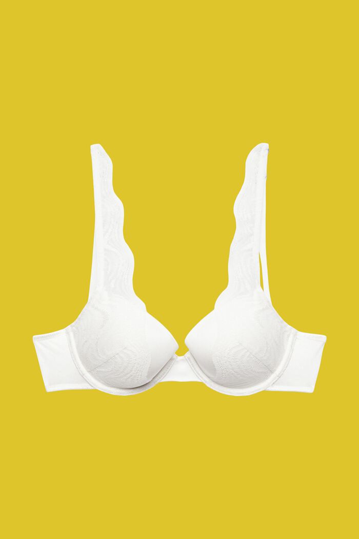 Padded underwire bra with lace, OFF WHITE, detail image number 4