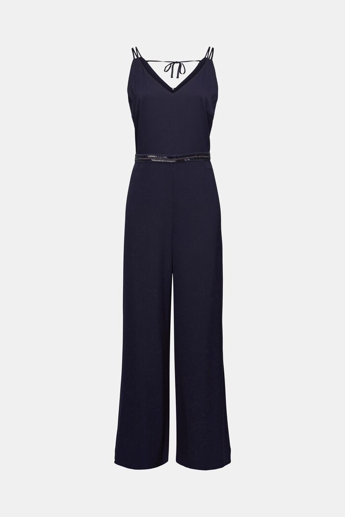 Made of recycled material: Wide leg jumpsuit, NAVY, detail image number 6