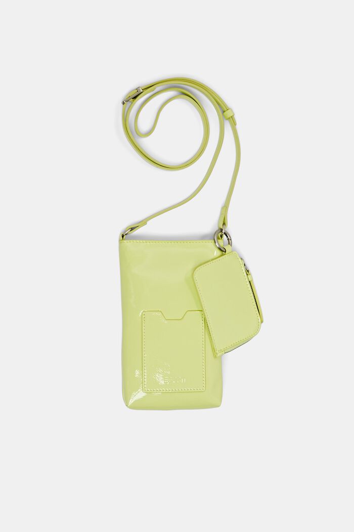 Faux Leather Crossbody Phone Pouch, LIME YELLOW, detail image number 4