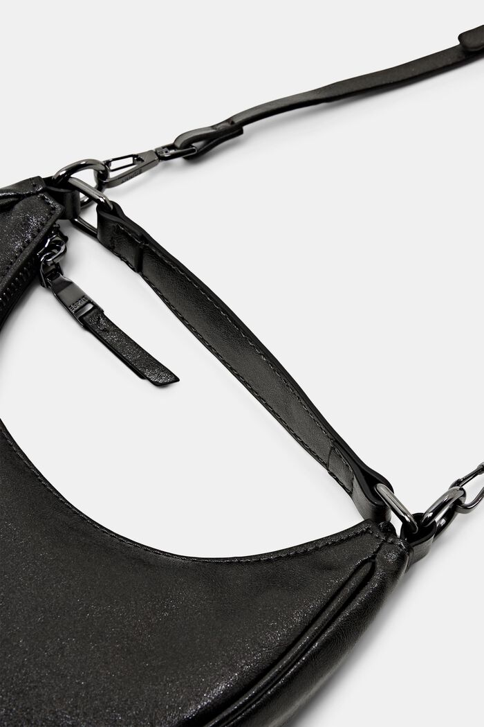 Faux Leather Crescent Bag, BLACK, detail image number 1