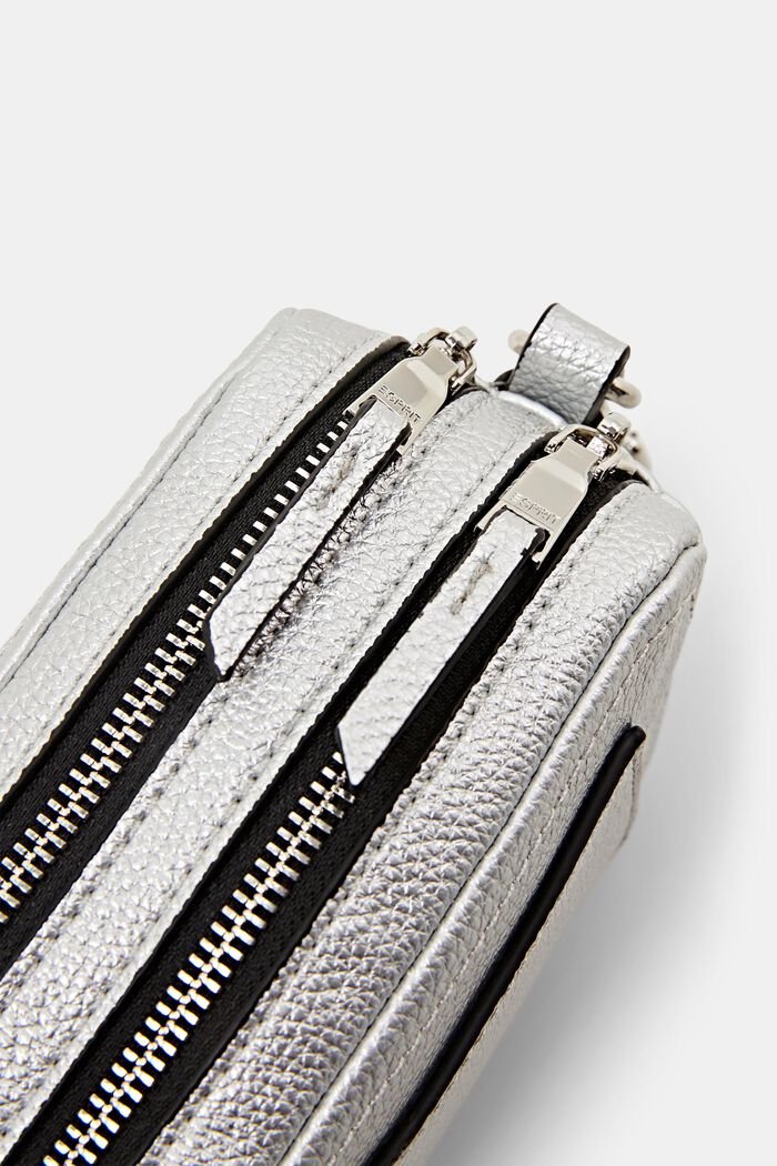 Small faux leather shoulder bag, SILVER, detail image number 1