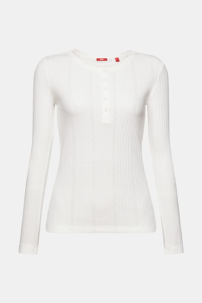 Ribbed Cotton-Blend Shirt, OFF WHITE, detail image number 6